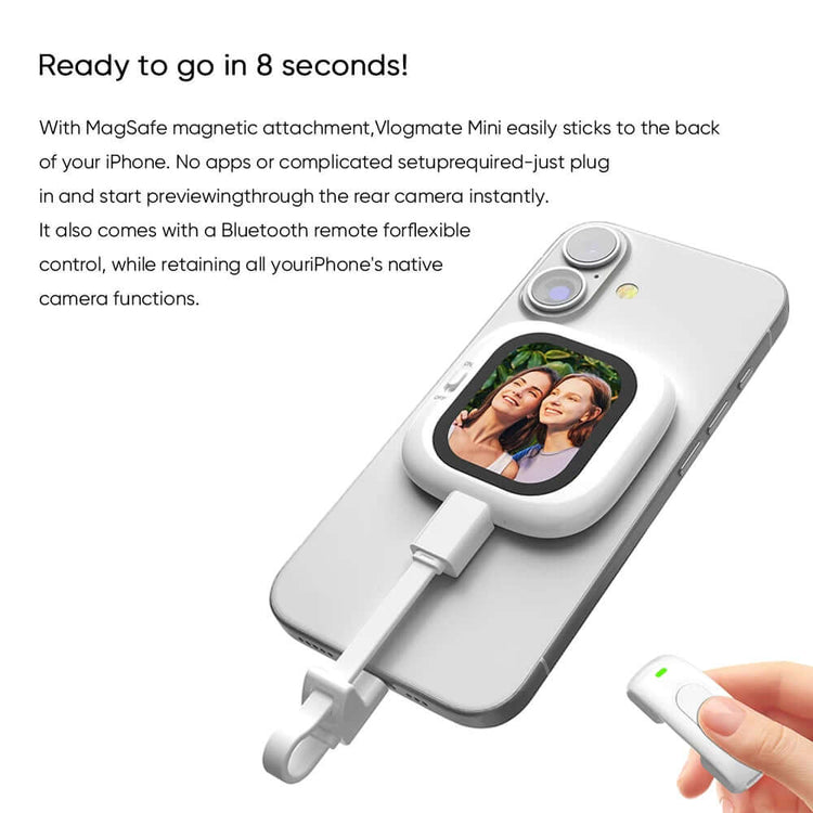 Capture Stunning Vlogs Anywhere with the Vlogmate Mini AMOLED Selfie Monitor for iPhone