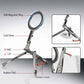 Magnetic Tripod features: 30N magnetic ring, cold shoe, adjustable angles, 360 rotation, rubber pad, and hidden hook for stability.